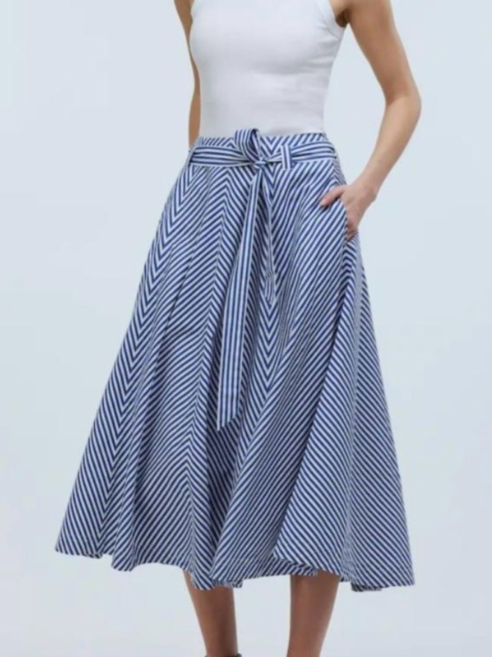 Madewell Blue & White Striped Skirt - Picture 1 of 5